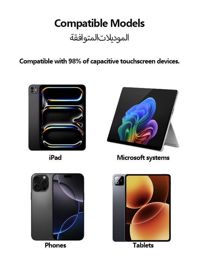 نُوِيق قلم لمس لأجهزة iPad بتصميم حساس للإمالة ومغناطيسي، قلم رقمي متوافق مع أجهزة Apple iPad (2018-2025)، متوافق مع أنظمة/هواتف/أجهزة Microsoft اللوحية، شحن سريع، أبيض - Image 2